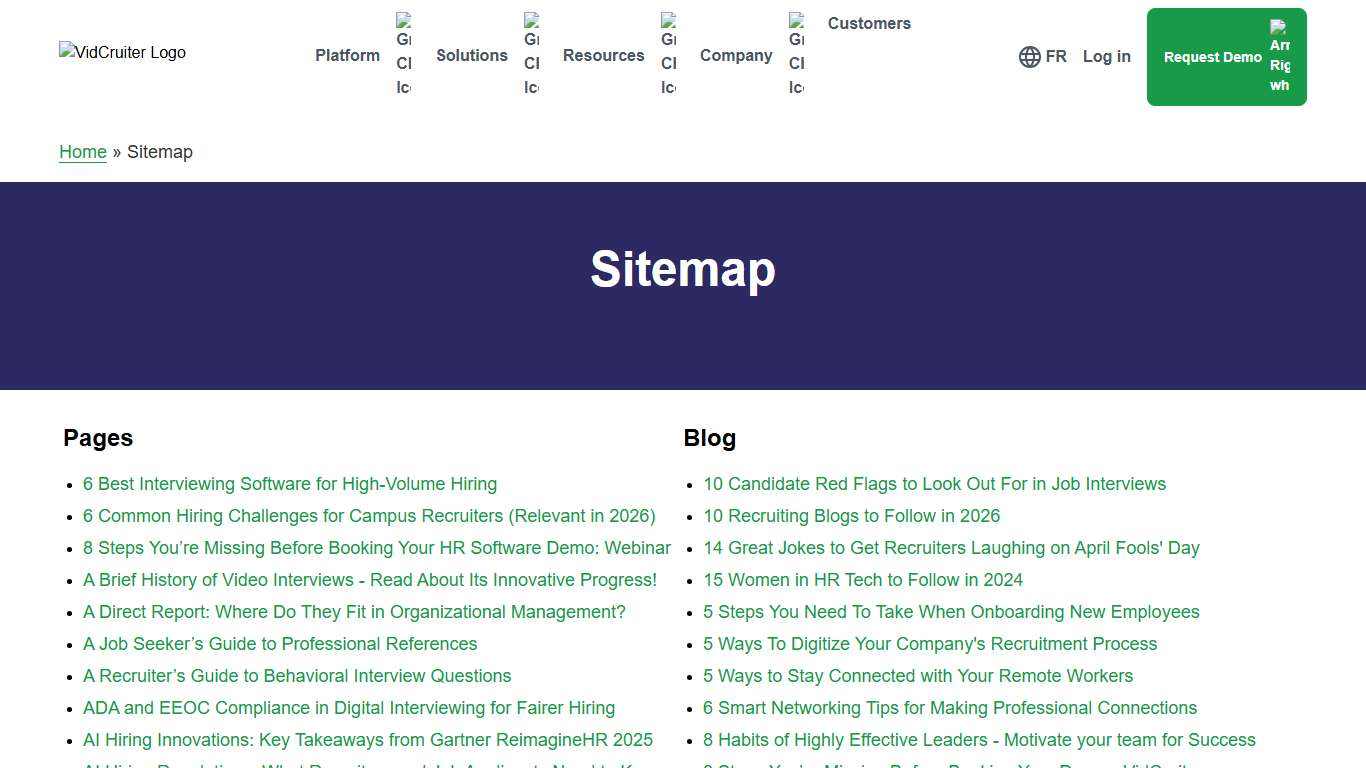 Sitemap - VidCruiter